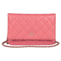 CHANEL Pink Quilted Caviar Leather Wallet-on-Chain WOC