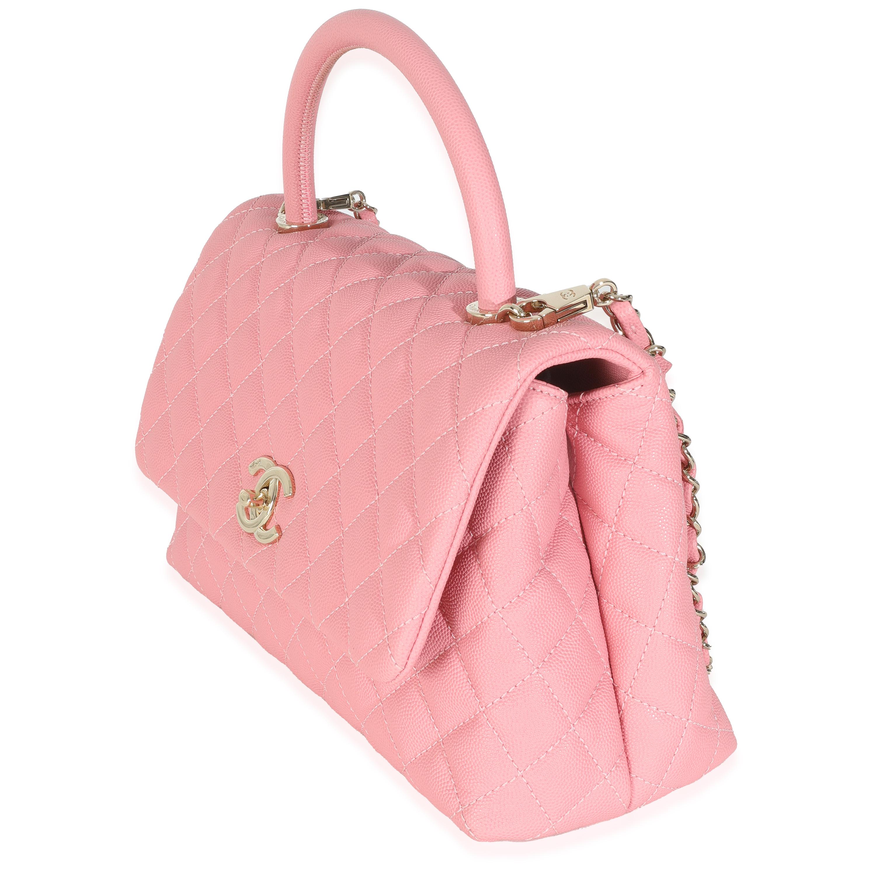 Chanel Rosa gesteppte Kaviar Medium Coco Top Handle Tasche im Zustand „Hervorragend“ im Angebot in New York, NY