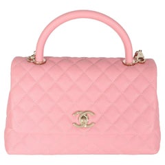 Chanel Pink Quilted Caviar Medium Coco Top Handle Bag