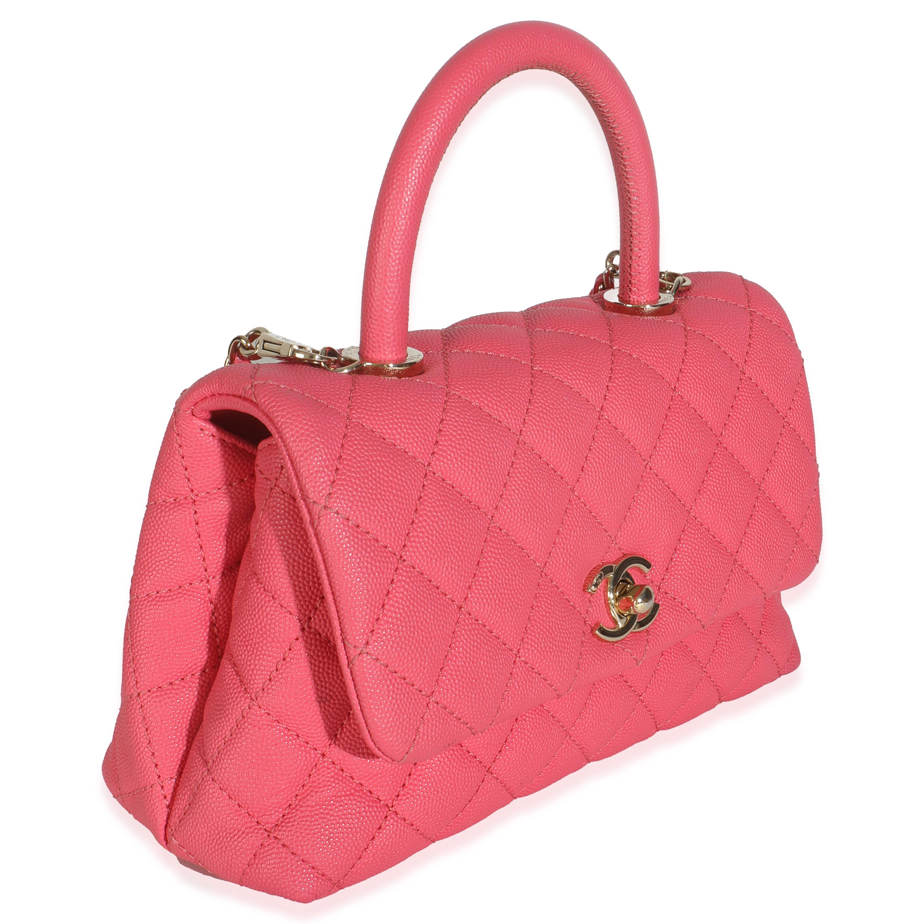 Rosa Chanel Pink Quilted Caviar Mini Coco Top Handle Flap Bag in vendita