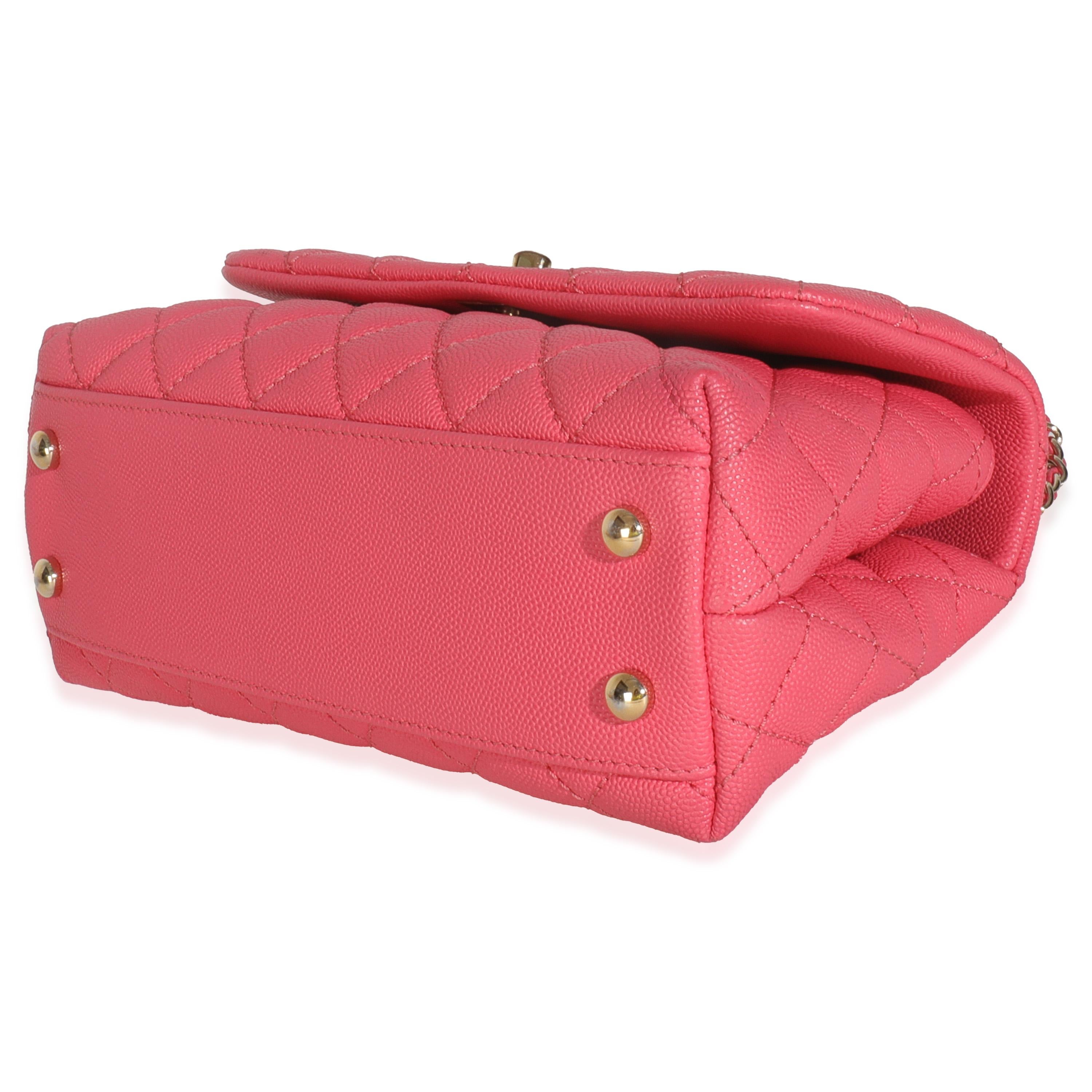 Donna Chanel Pink Quilted Caviar Mini Coco Top Handle Flap Bag in vendita