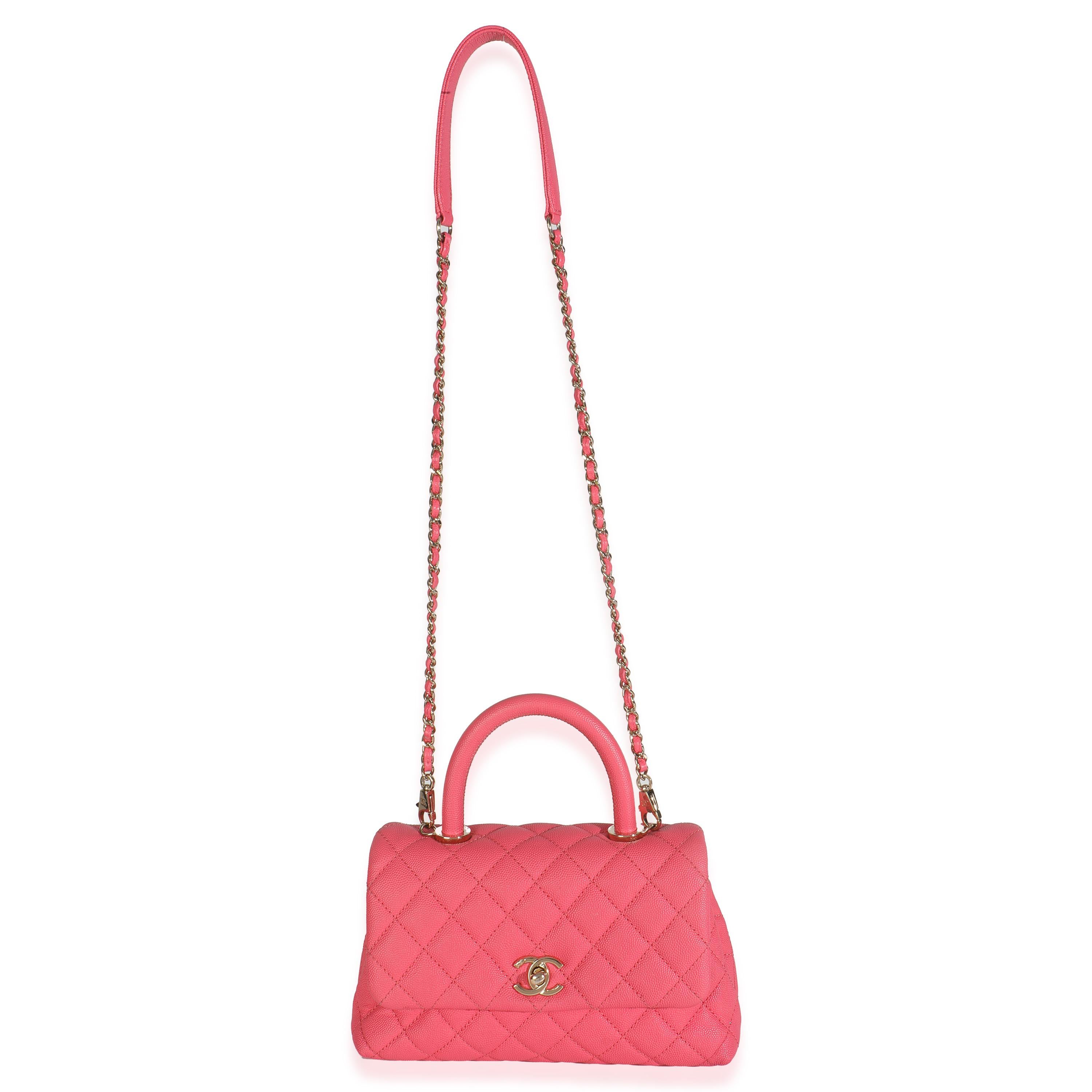 Chanel Pink Quilted Caviar Mini Coco Top Handle Flap Bag in vendita 1