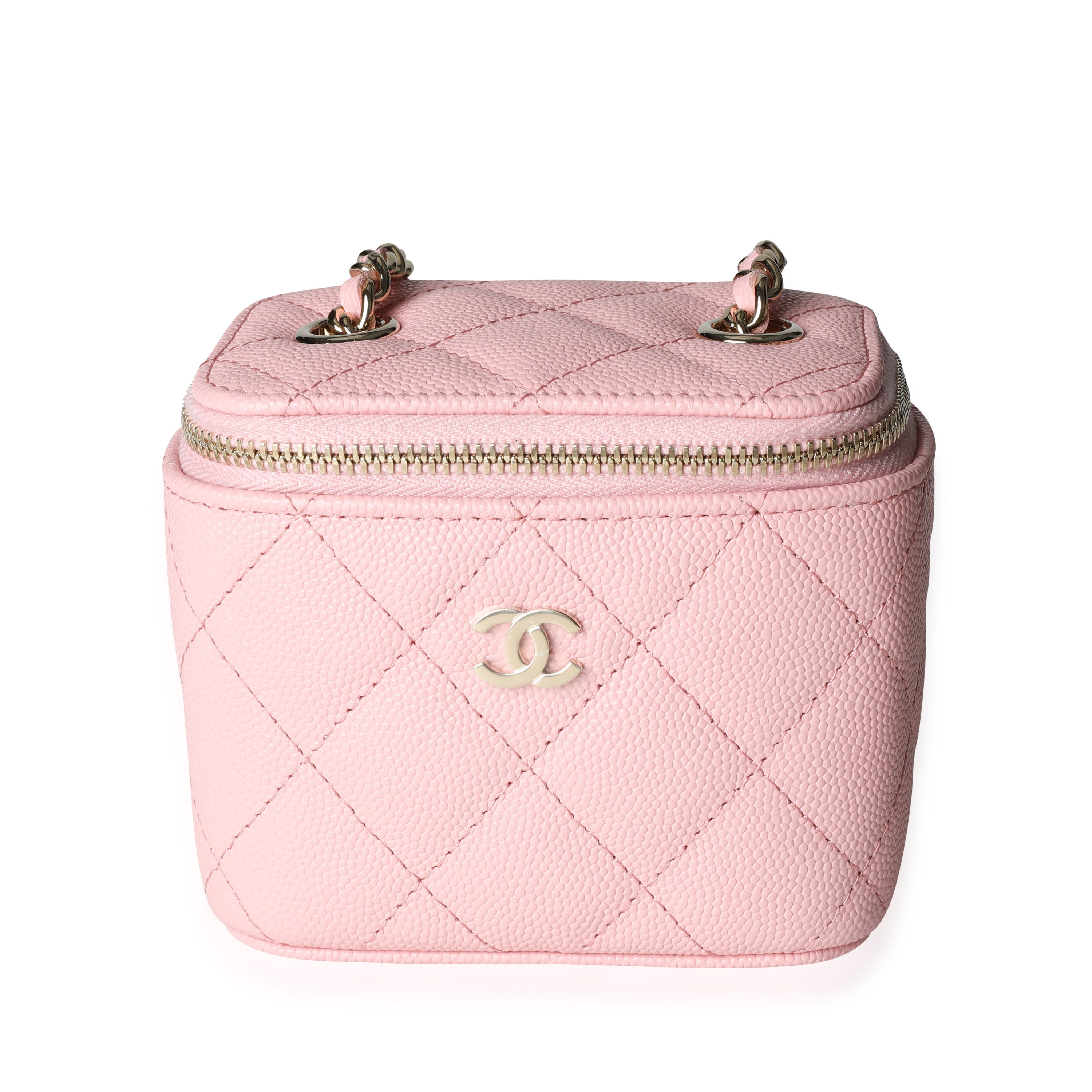 Chanel Pink Quilted Caviar Mini Vanity Case with Chain For Sale at 1stDibs  | chanel pink vanity bag, chanel pink vanity case