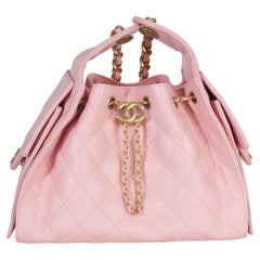 Chanel Pink Quilted Caviar Small Chanel 25 Hobo