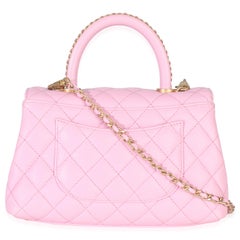 Chanel Pink Quilted Caviar Small Coco Chain Handle Handbag
