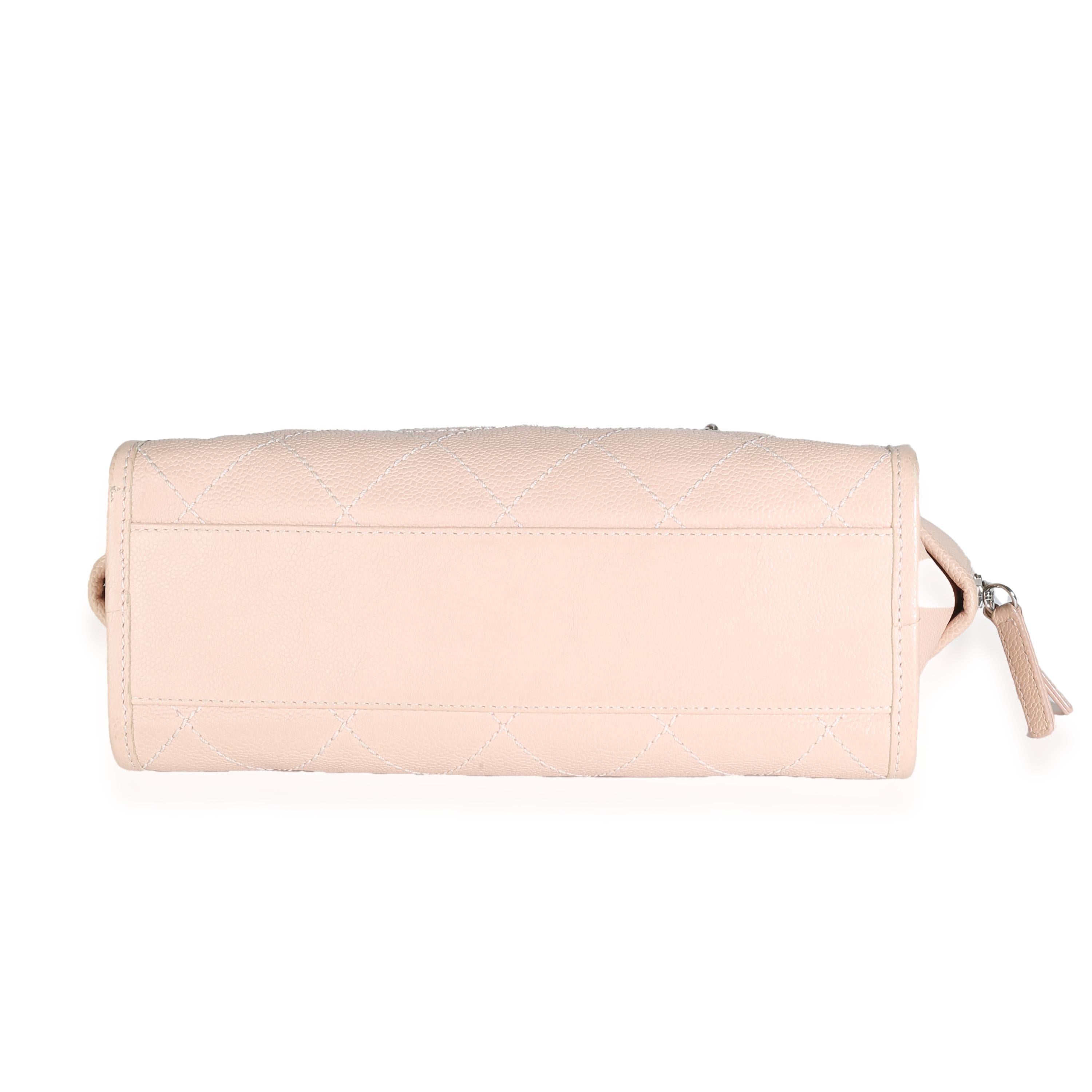 Bolso Chanel Rosa Caviar Acolchado Pequeño Deauville Bowling en venta 3