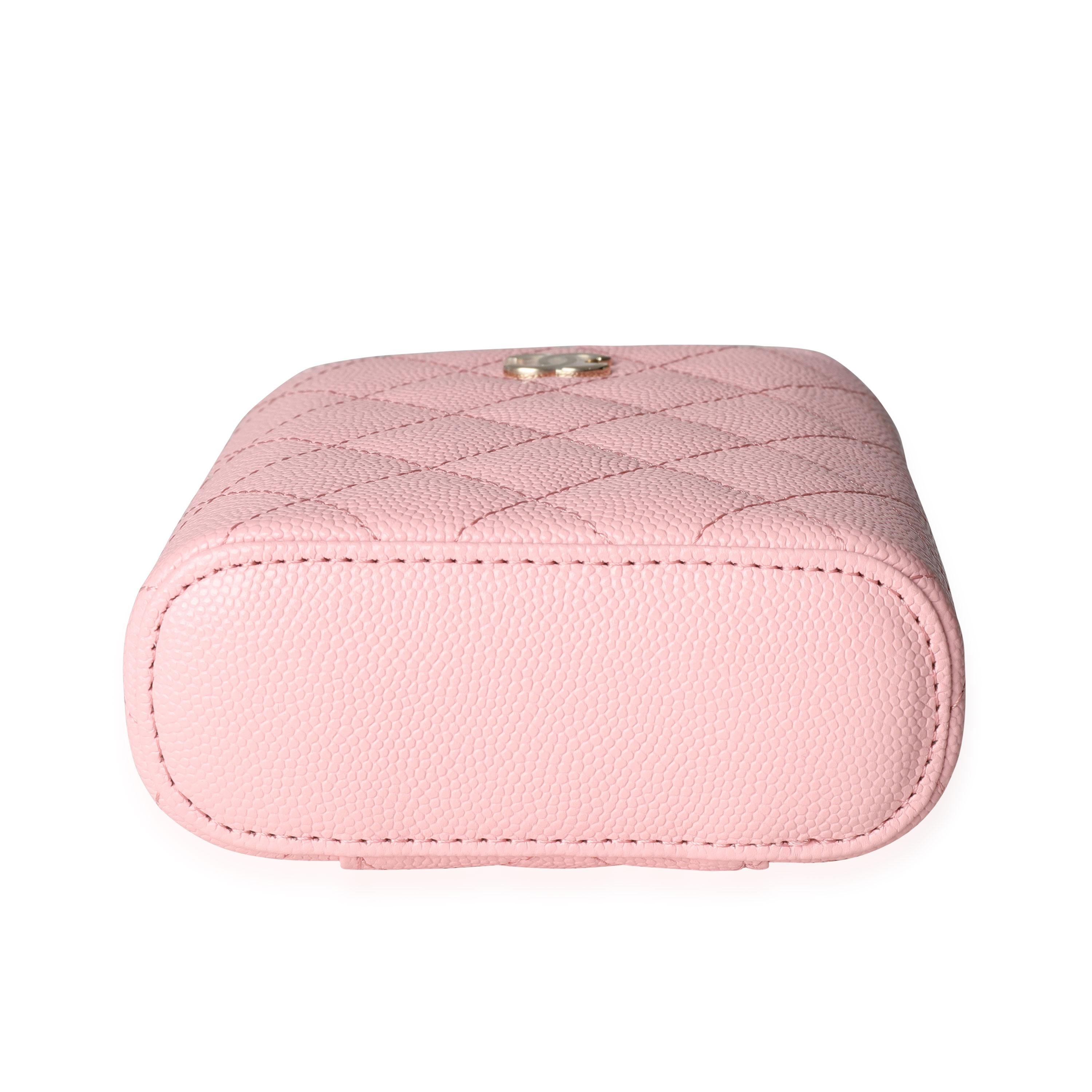 Chanel Pink Quilted Caviar Small Vertical Vanity Case 1