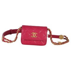 Chanel Pink Quilted Caviar Twist Your Buttons Belt Bag