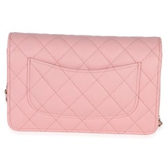 Chanel Pink Quilted Caviar Wallet On A Chain