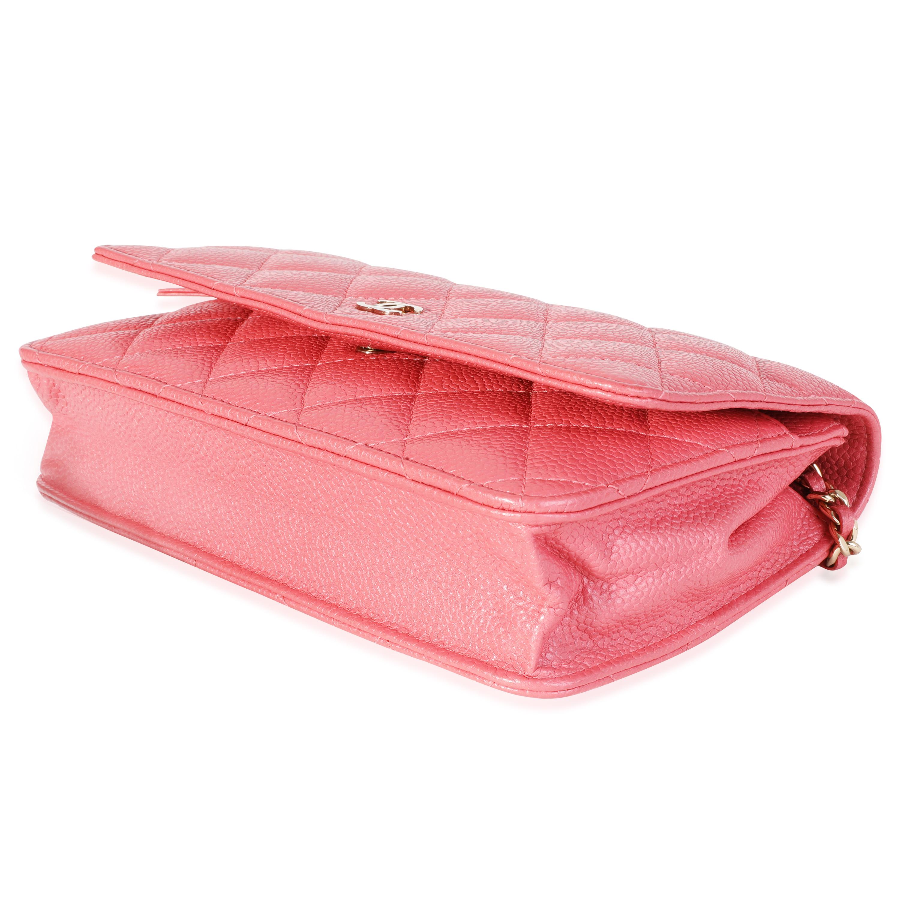 Women's Chanel Pink Quilted Caviar Wallet on Chain