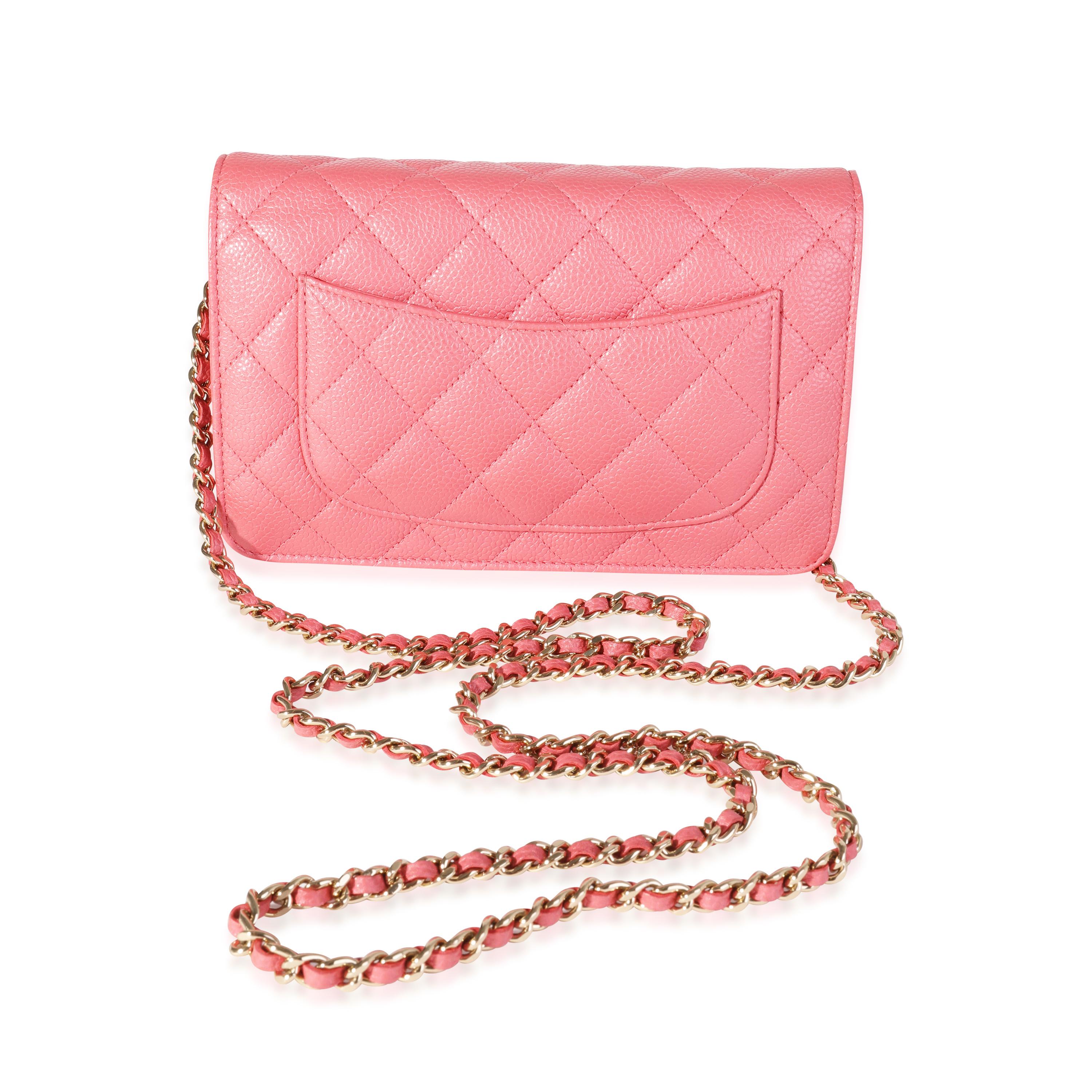 Chanel Pink Quilted Caviar Wallet on Chain 1