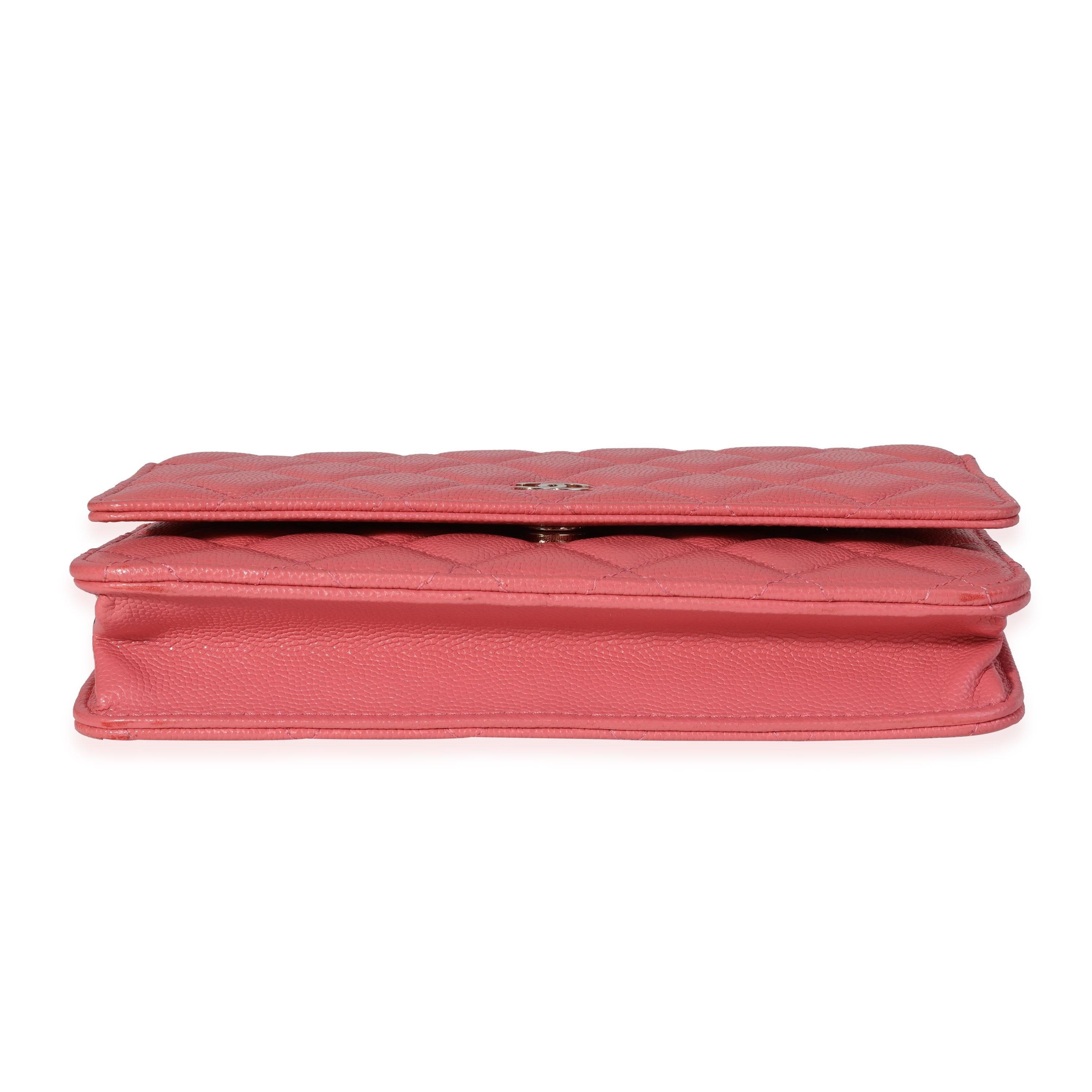Chanel Rosa gesteppte Kaviar-Brieftasche an Kette 3