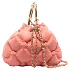 Vintage Chanel Pink Quilted Chesterfield Drawstring Bag