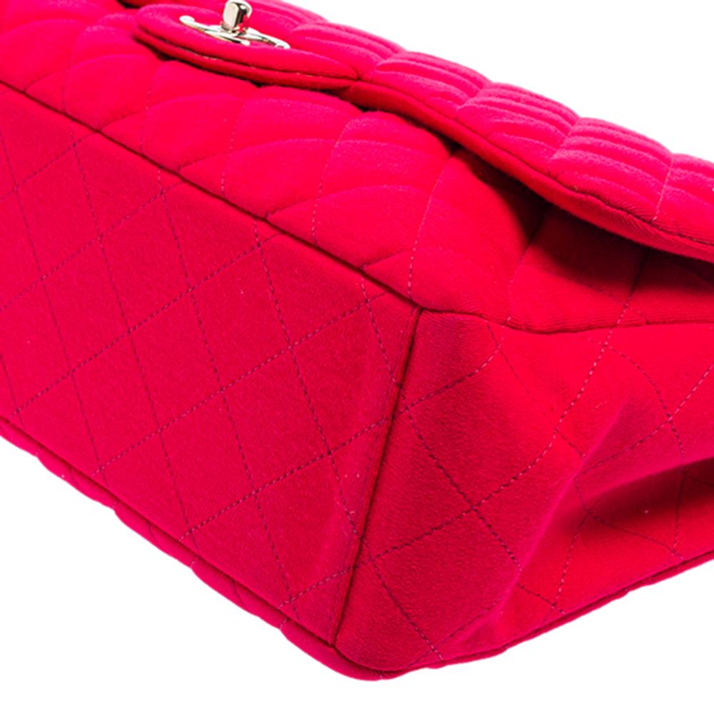 Chanel Pink Quilted Fabric Maxi Classic Single Flap Bag 5