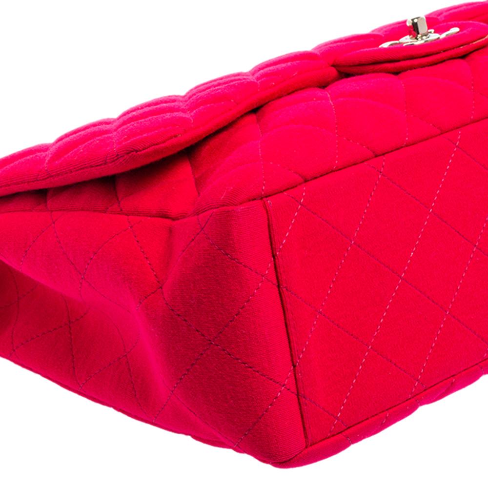 Chanel Pink Quilted Fabric Maxi Classic Single Flap Bag 6