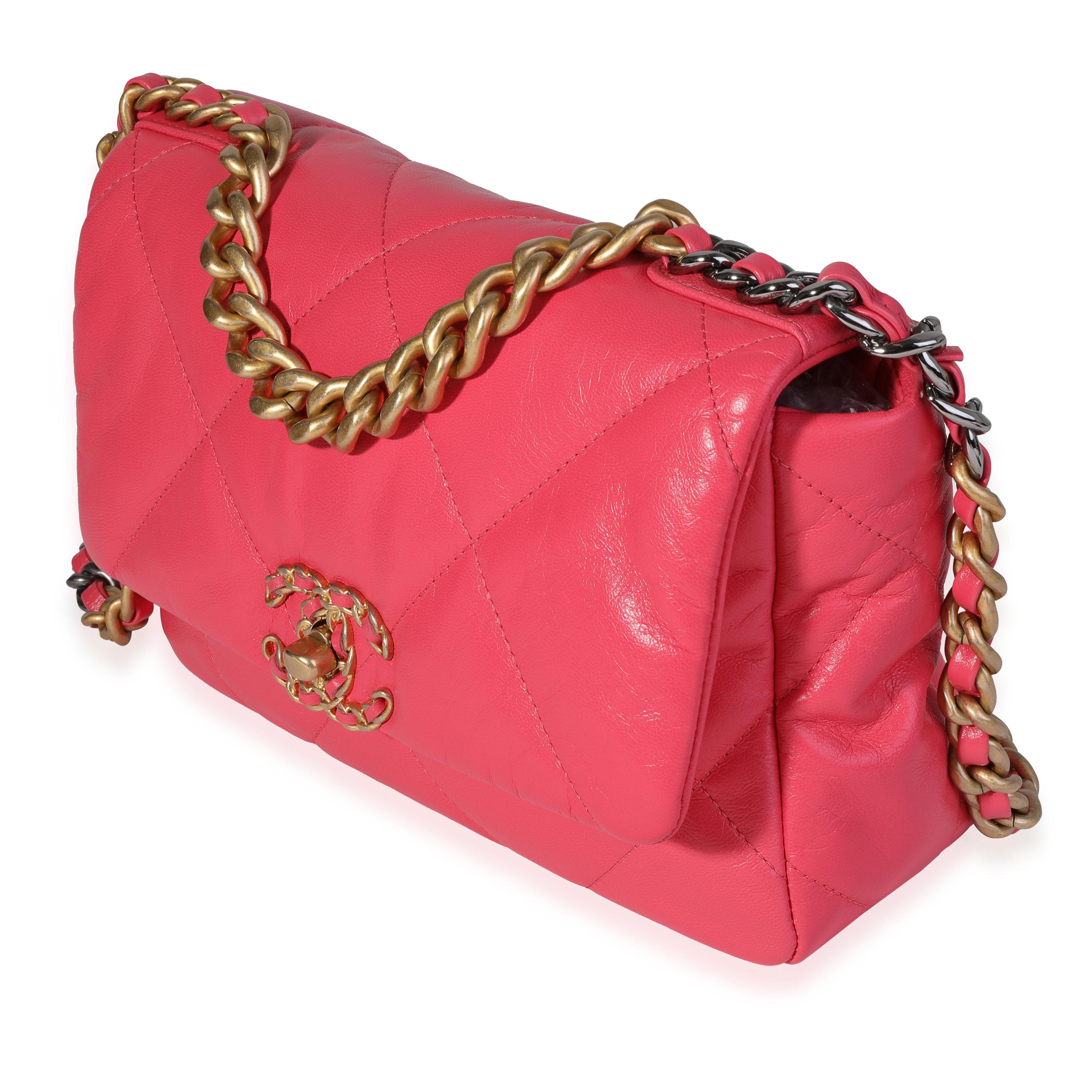 Women's Chanel Pink Quilted Goatskin Medium Chanel 19 Bag