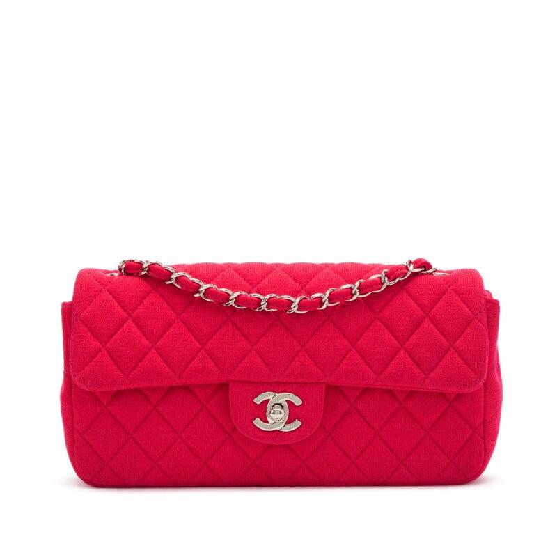 Chanel Pink Quilted Jersey East West Flap Bag  For Sale 3