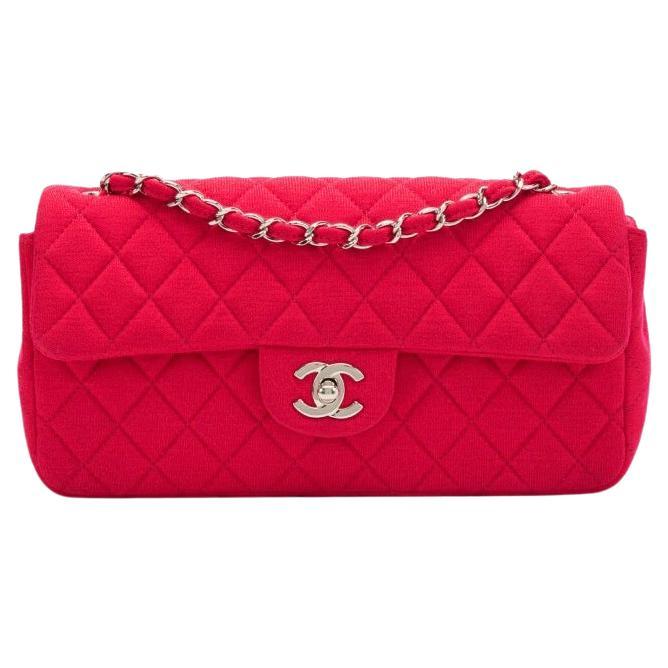 Chanel Pink Quilted Jersey East West Flap Bag  For Sale