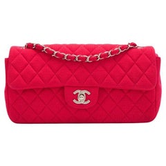 Chanel Pink Quilted Jersey East West Flap Bag 