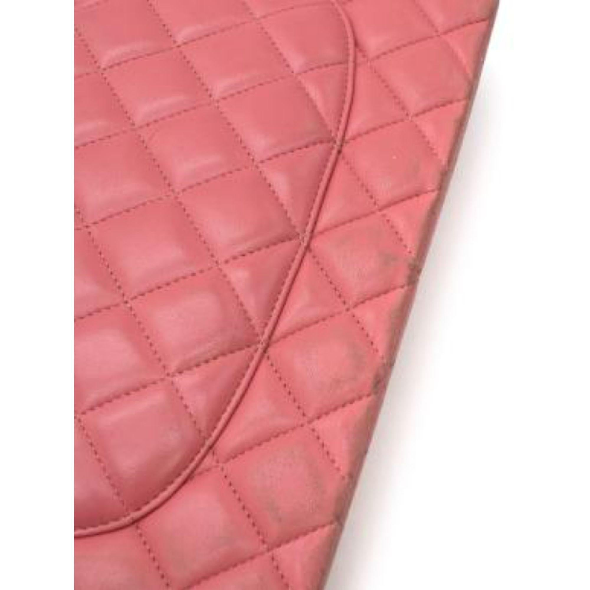 Chanel Pink Quilted Jumbo Double Flap Bag For Sale 6