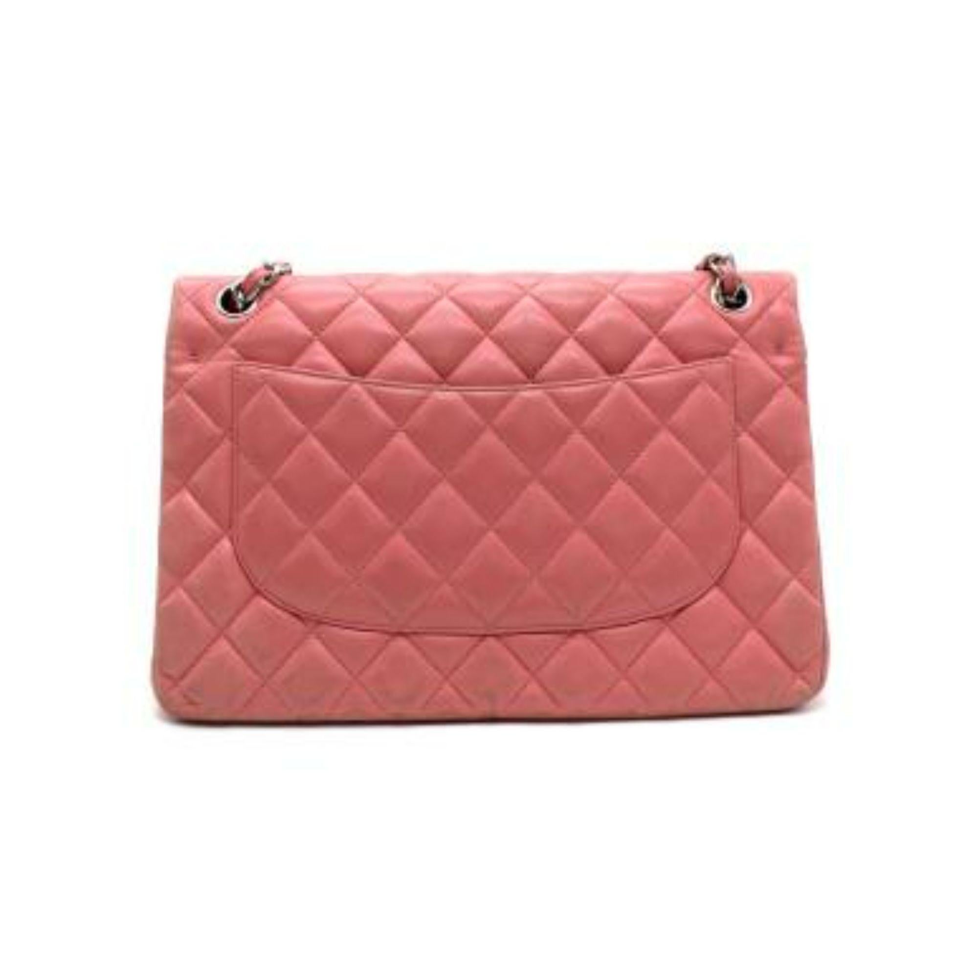 Chanel Pink Quilted Jumbo Double Flap Bag In Good Condition For Sale In London, GB