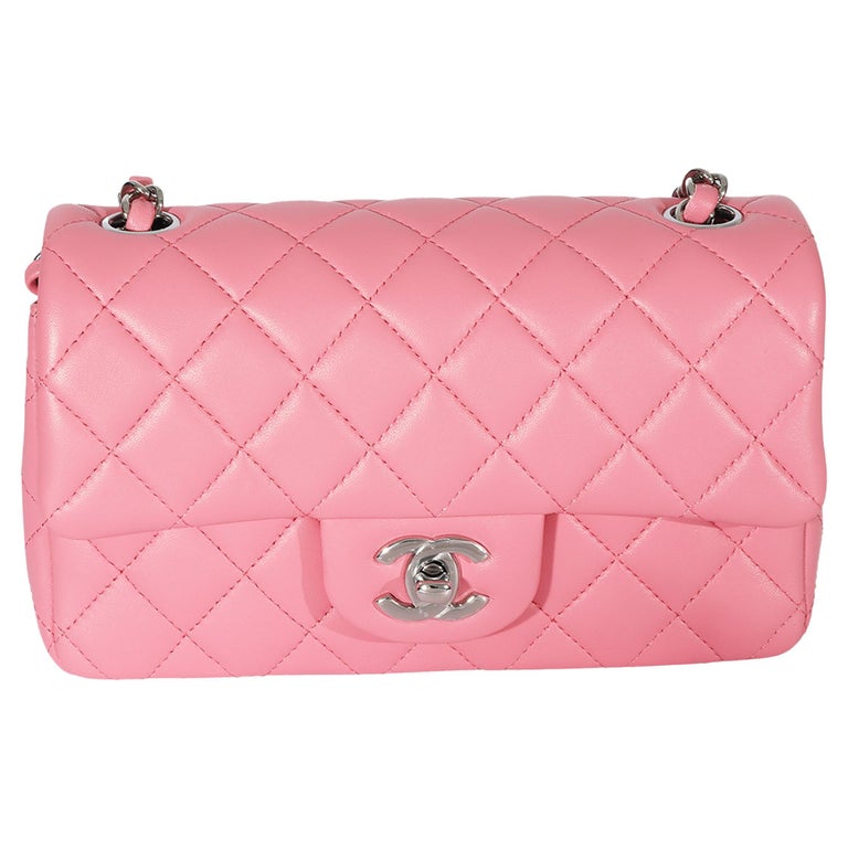 Chanel Pink Quilted Lambskin 21B Mini Rectangular Flap Bag For Sale at ...