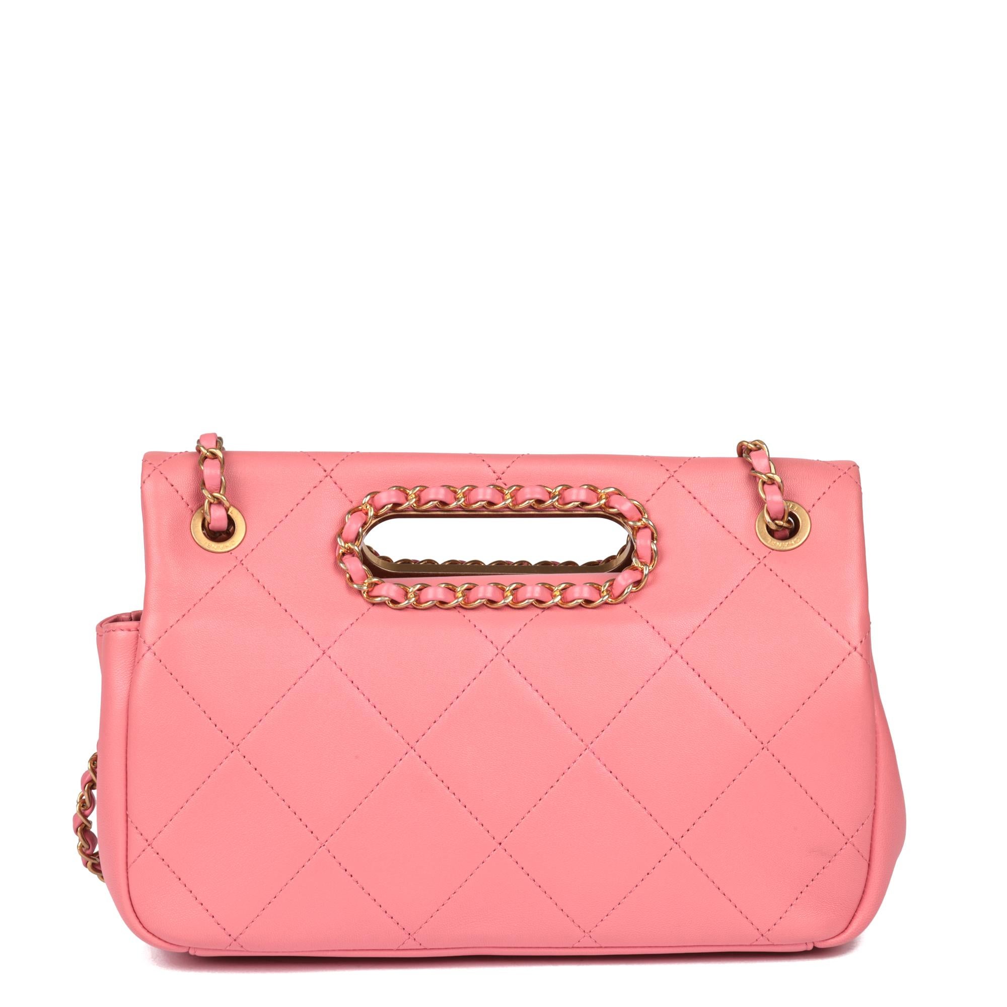 CHANEL Pink Quilted Lambskin A Real Catch Classic Flap Bag In Excellent Condition For Sale In Bishop's Stortford, Hertfordshire