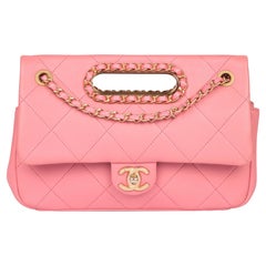 CHANEL Pink Quilted Lambskin A Real Catch Classic Flap Bag