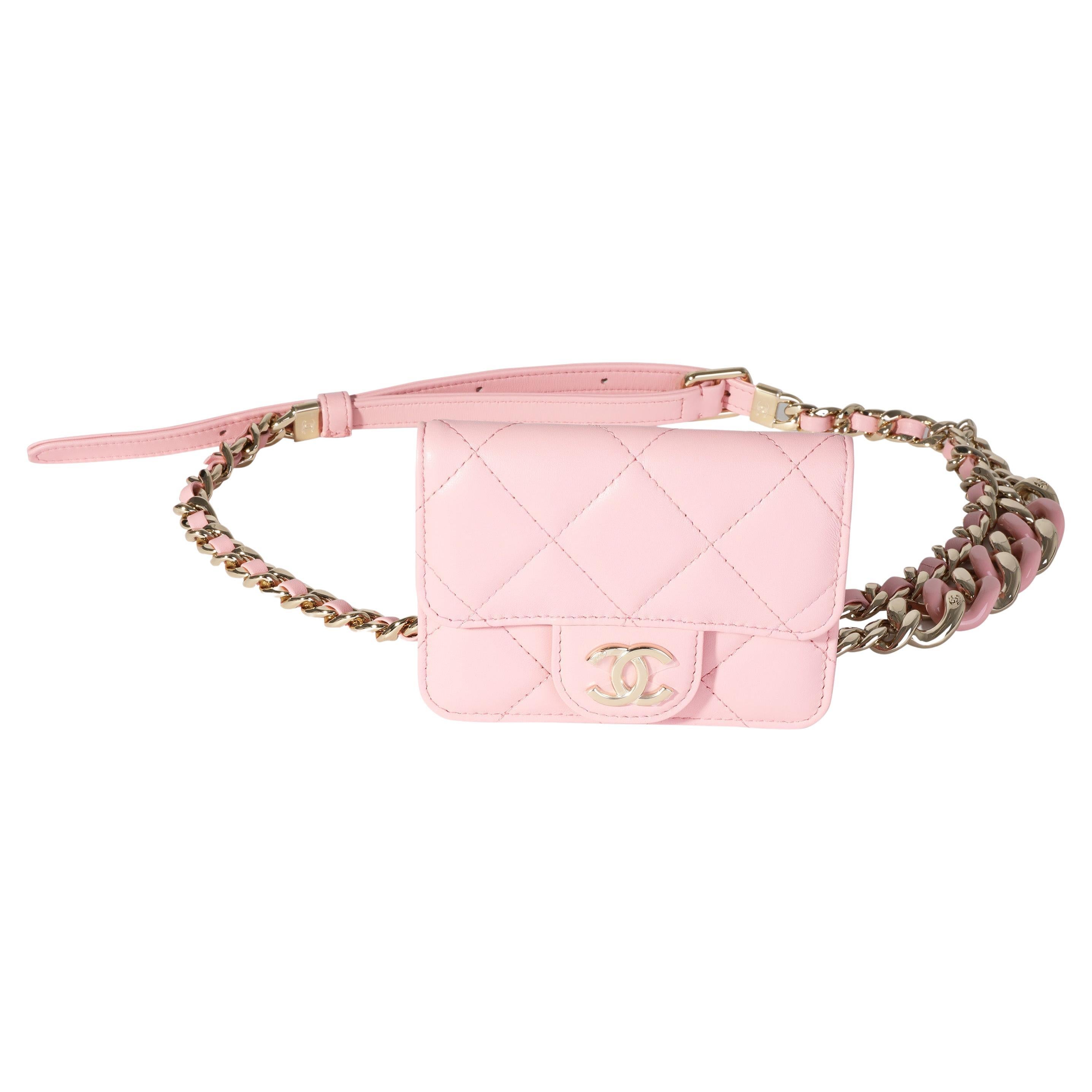 Chanel Pink Quilted Lambskin Elegant Chain Belt Bag