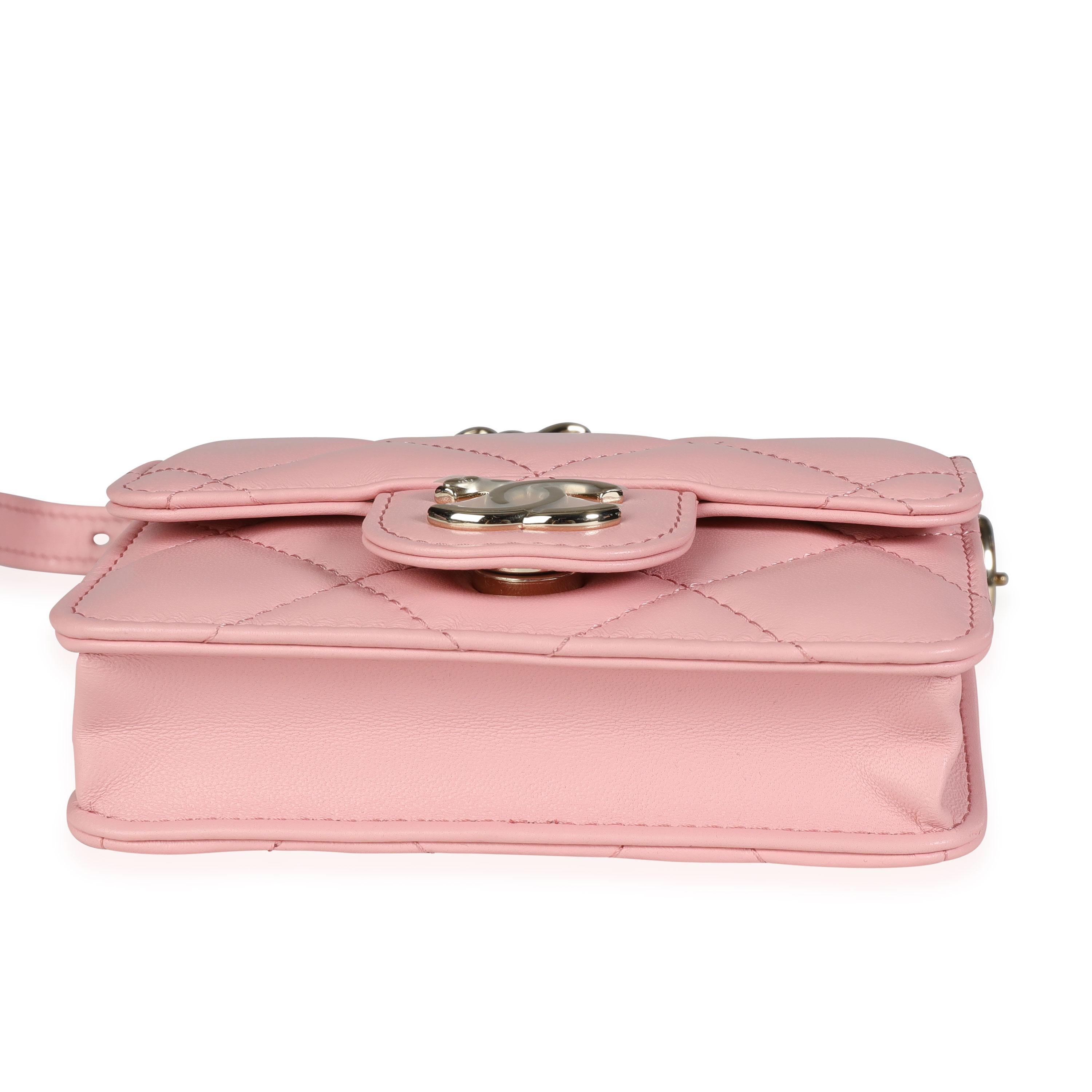 Women's Chanel Pink Quilted Lambskin Elegant Chain Mini Belt Bag