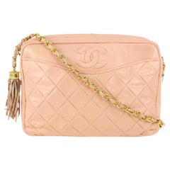 Chanel Pink Quilted Lambskin Fringe Tassel Camera Bag 521cas610