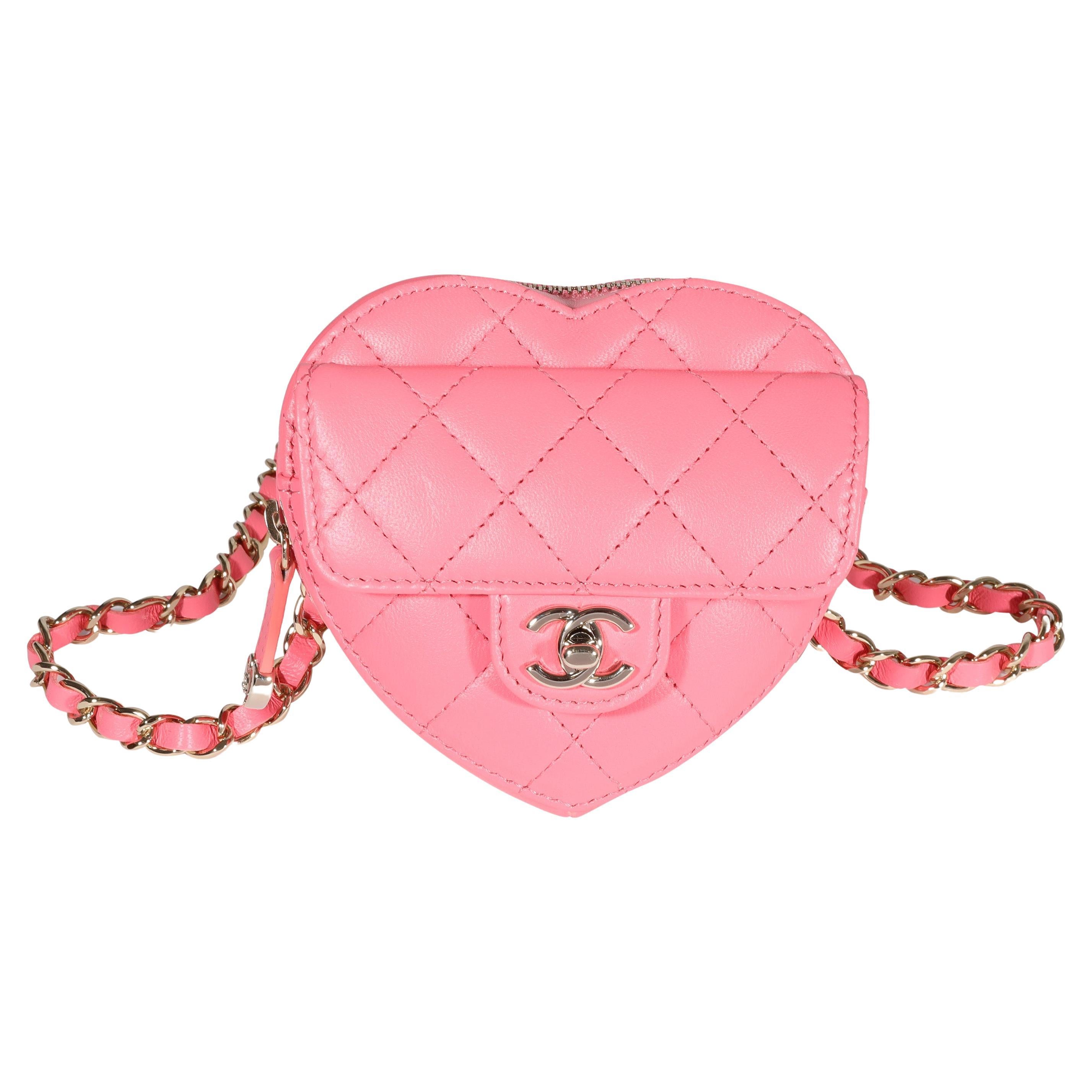 Chanel 1995 Pink Heart Mirror Vanity Case Bag at 1stDibs chanell