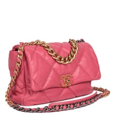 CHANEL Pink Quilted Lambskin Large 19 Flap Bag