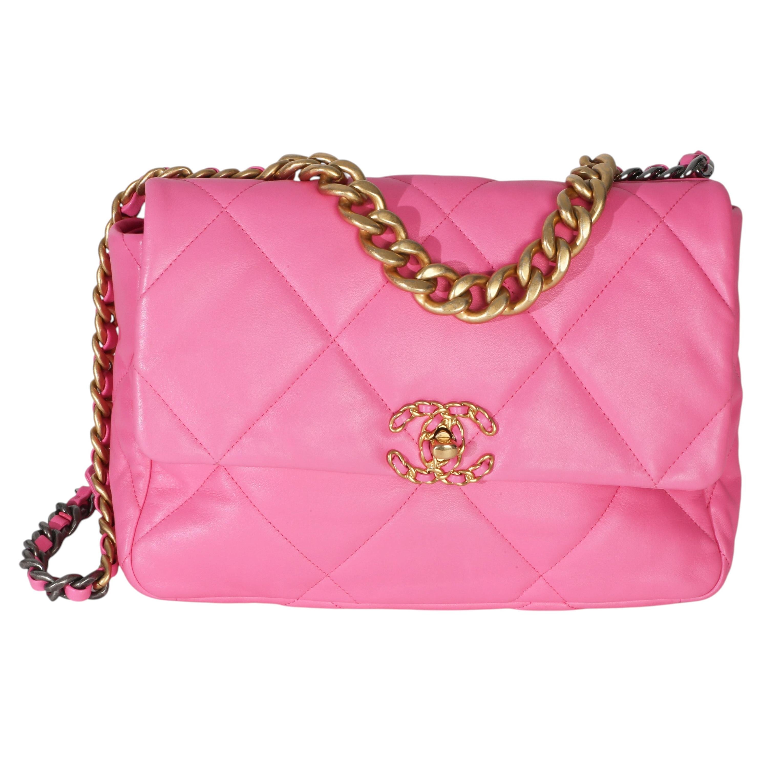 Chanel Pink Quilted Lambskin Large Chanel 19 Flap Bag