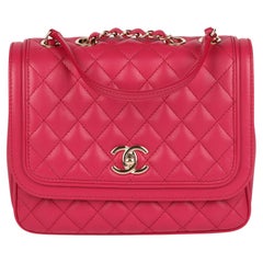 Chanel Pink Quilted Lambskin Leather Double Gusset Classic Single Flap Bag 