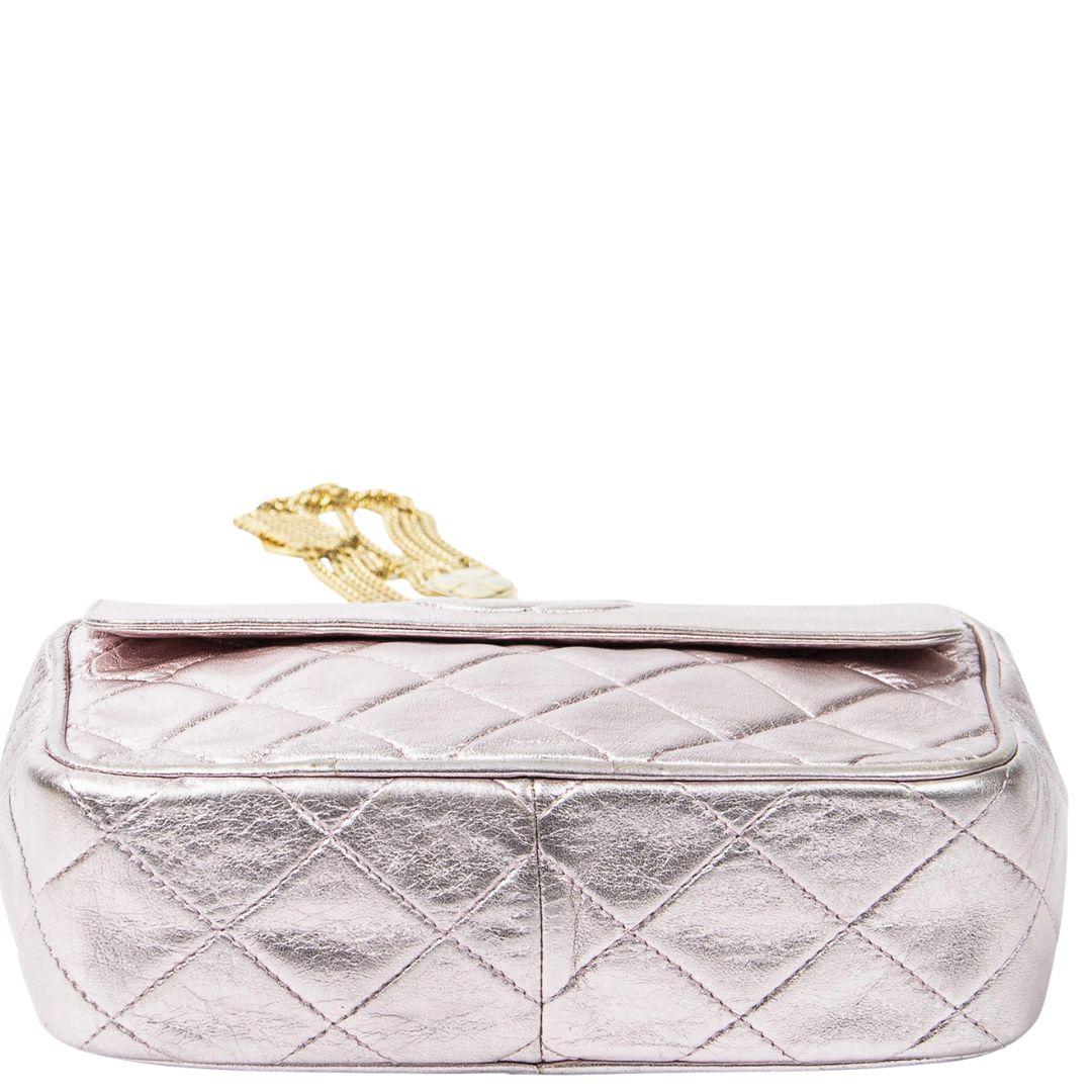 Chanel Pink Quilted Lambskin Leather Small Tassel Chain Camera Bag In Good Condition For Sale In Atlanta, GA