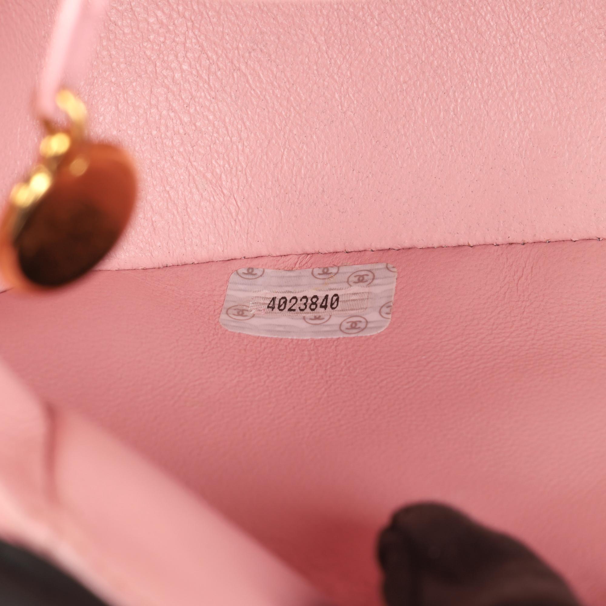 CHANEL Pink Quilted Lambskin Leather Small Top Handle Classic Single Flap Bag For Sale 7