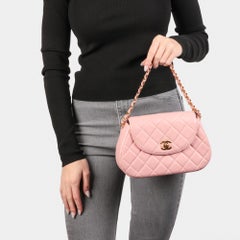 Chanel 1996 Vintage Pink Lambskin Leather Small Classic Top Handle Flap Bag