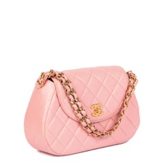 CHANEL Pink Quilted Lambskin Leather Small Top Handle Classic Single Flap Bag