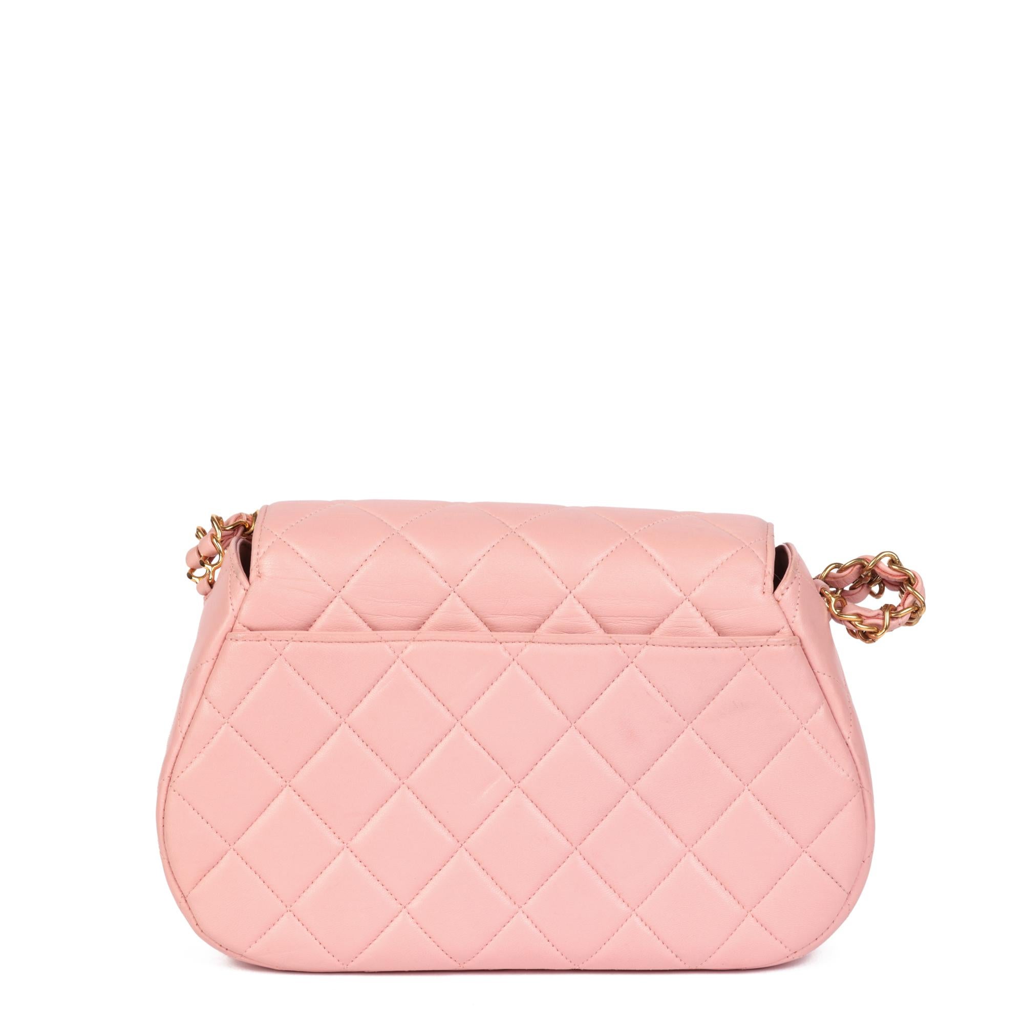 CHANEL Pink Quilted Lambskin Leather Small Top Handle Classic Single Flap Bag For Sale 1
