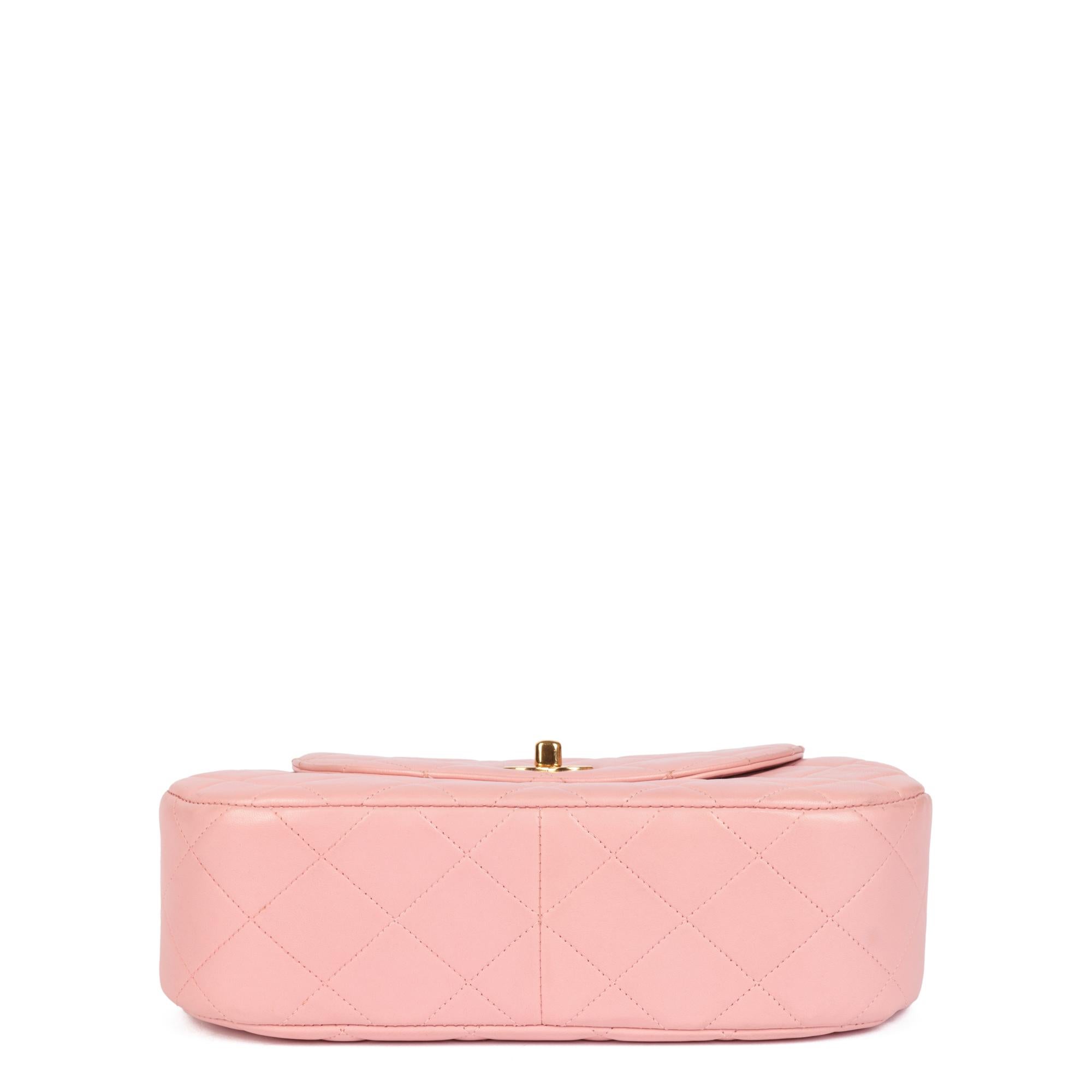 CHANEL Pink Quilted Lambskin Leather Small Top Handle Classic Single Flap Bag For Sale 2