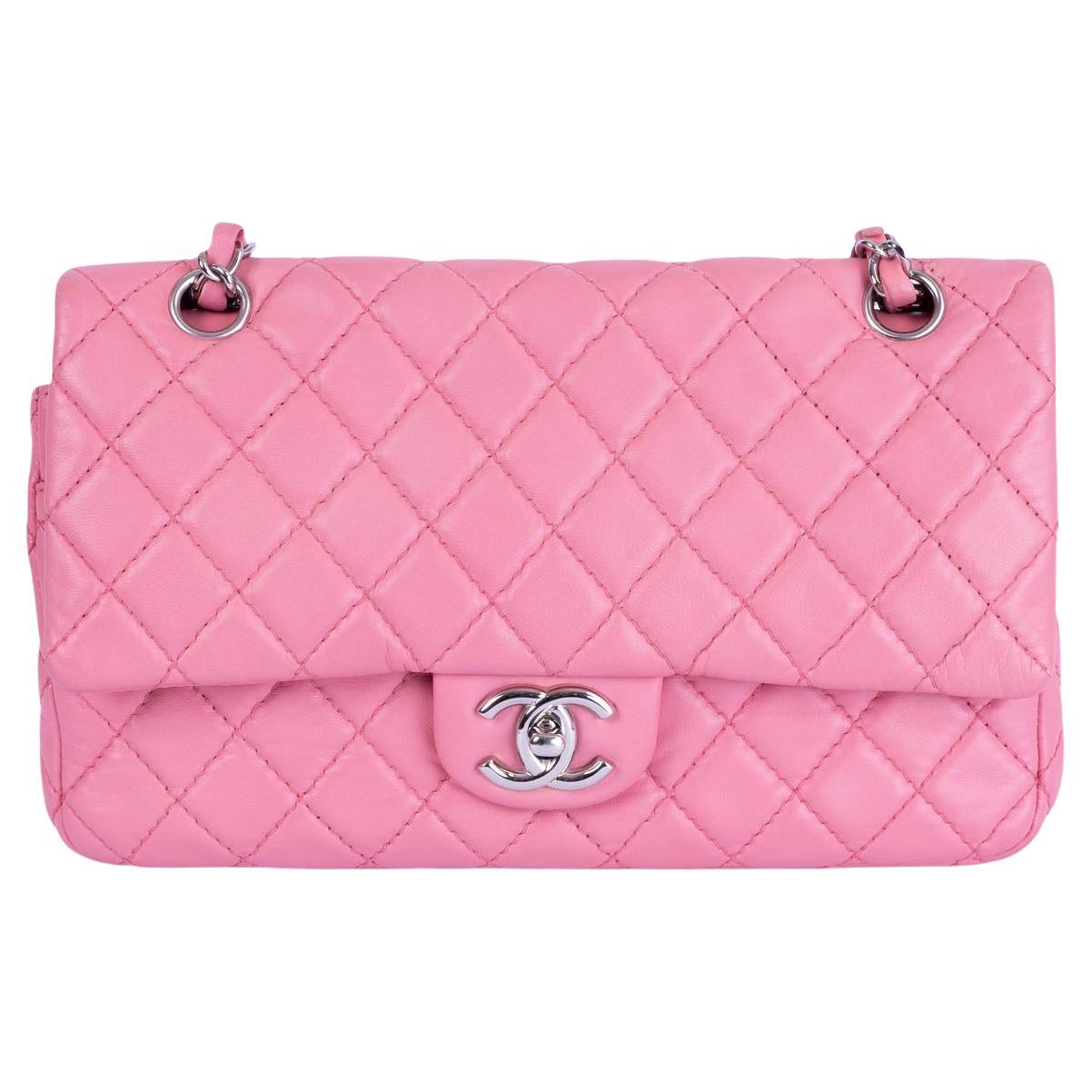 Chanel Pink Quilted Lambskin Leather Soft Classic Medium Timeless Shoulder Bag