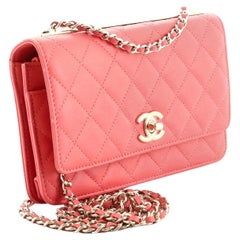 Chanel Pink Quilted Lambskin Leather Trendy CC Wallet on Chain