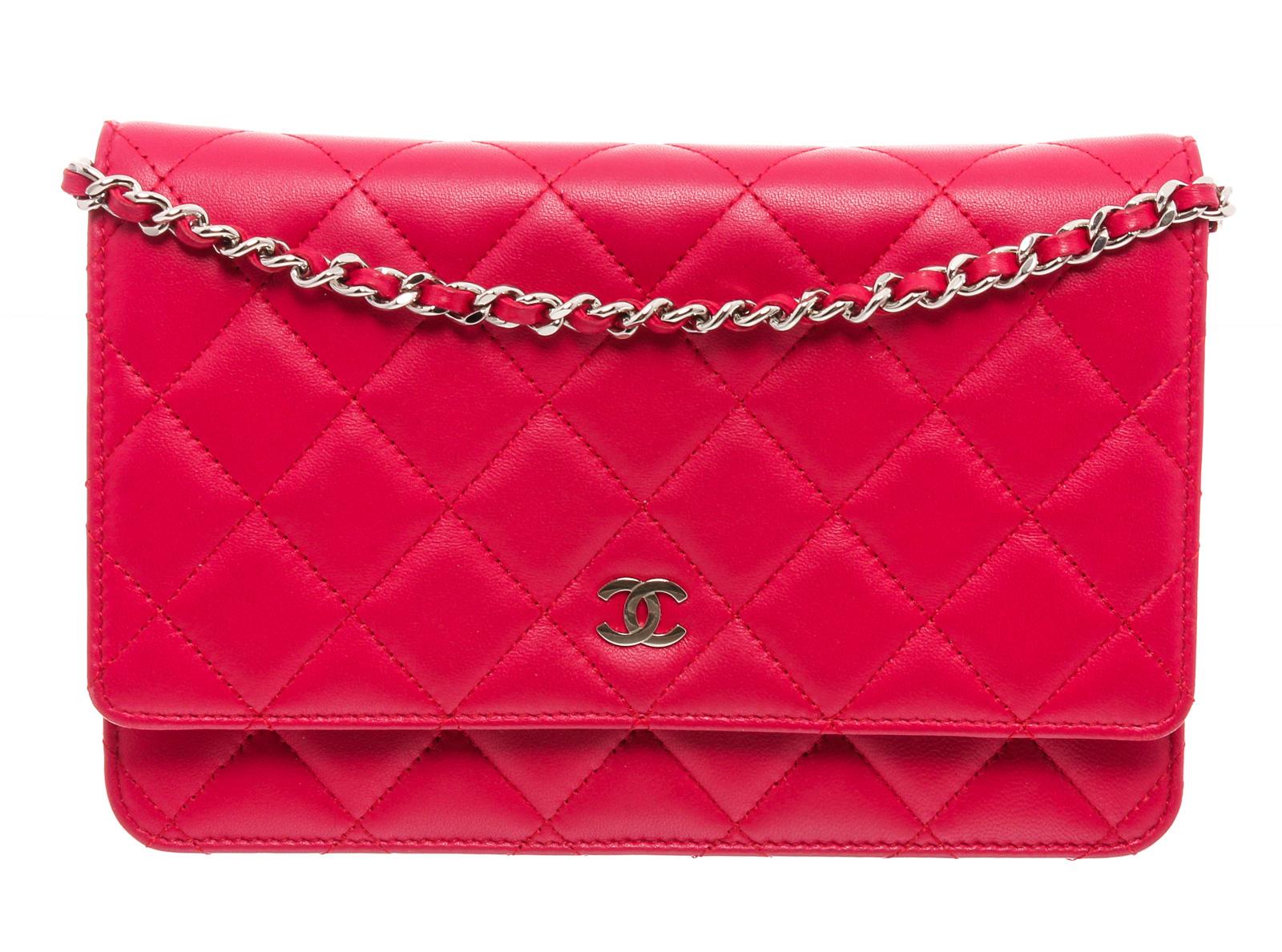 Chanel Pink Quilted Lambskin Leather Wallet On Chain WOC Bag 3
