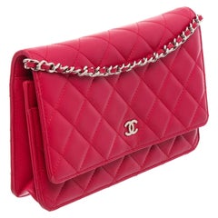 Chanel Pink Quilted Lambskin Leather Wallet On Chain WOC Bag