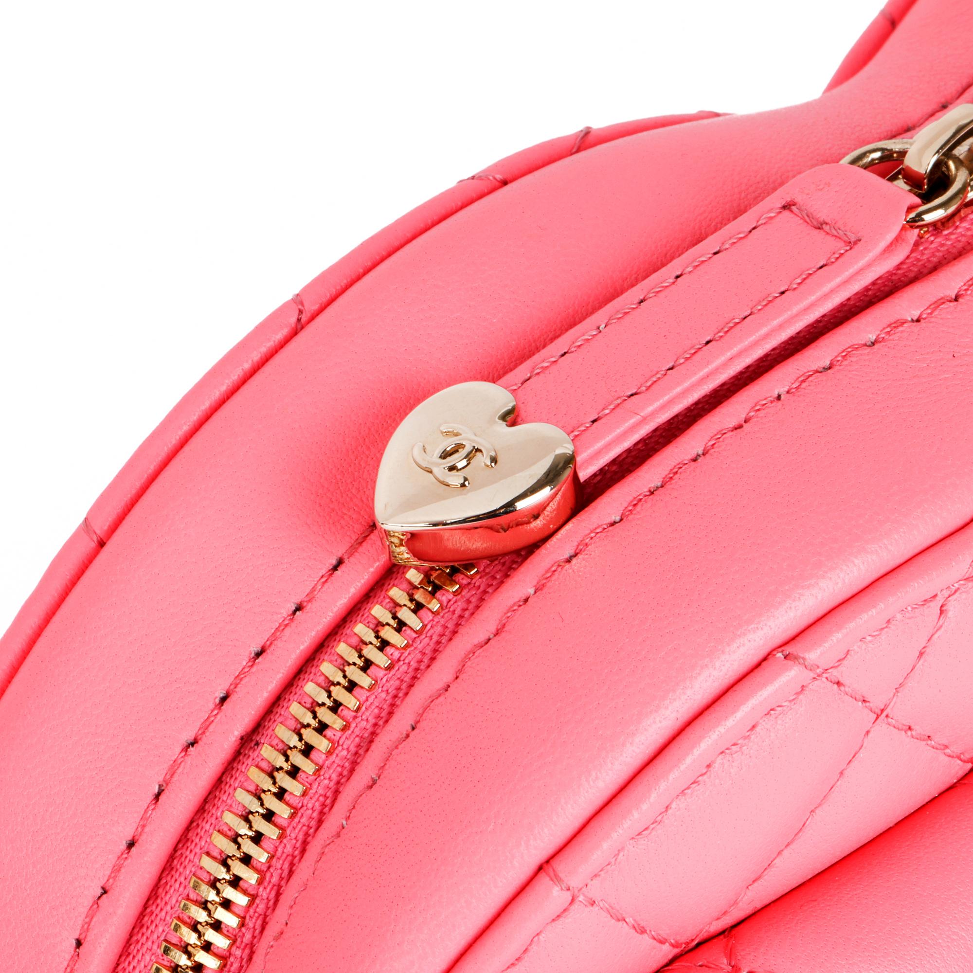 CHANEL Pink Quilted Lambskin Love Heart Bag 1