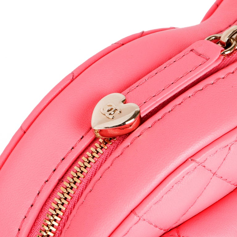 CHANEL Pink Quilted Lambskin Love Heart Bag