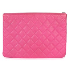 Chanel Pink Quilted Lambskin Medium Casino Beauty CC Cosmetic Case