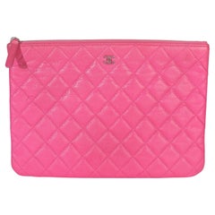Chanel Pink Quilted Lambskin Medium Casino Beauty CC Cosmetic Case
