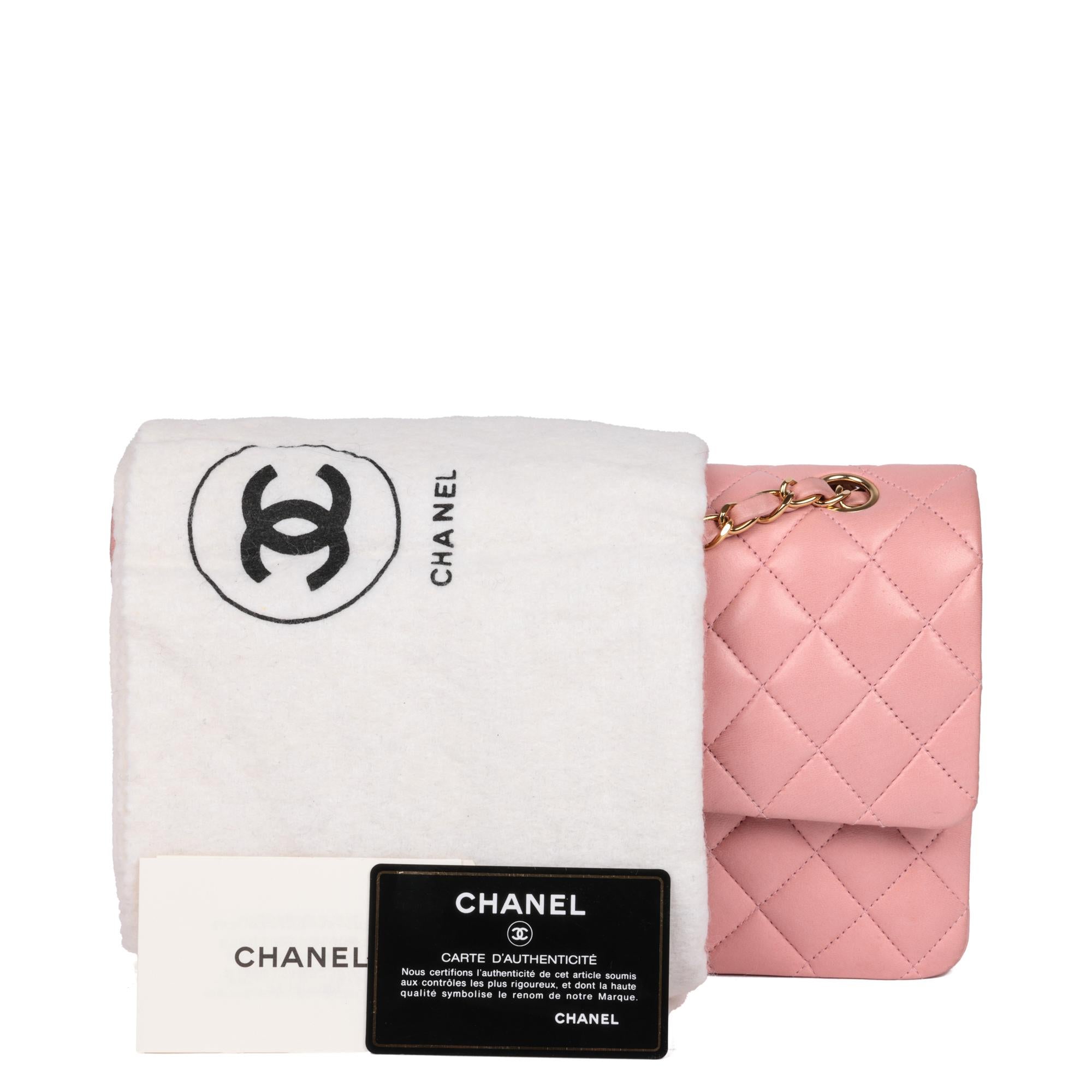 CHANEL Pink Quilted Lambskin Medium Classic Double Flap Bag For Sale 9